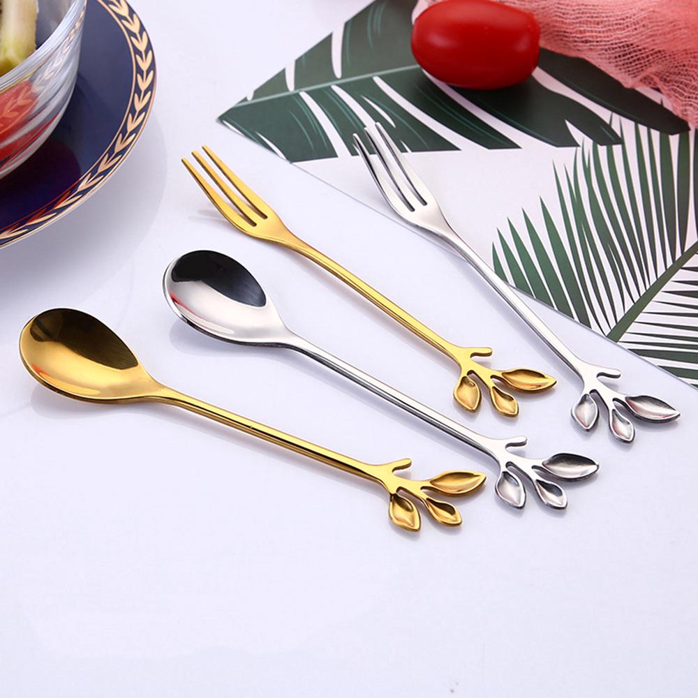 Leaf creative spoon / fork stainless steel coffee spoon [EXO1]