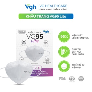 Khẩu trang VG95 Lite 3 lớp thiết kế 3D tiêu chuẩn KN95 kháng khuẩn - Chính hãng VG Healthcare - Đóng túi 1 chiếc