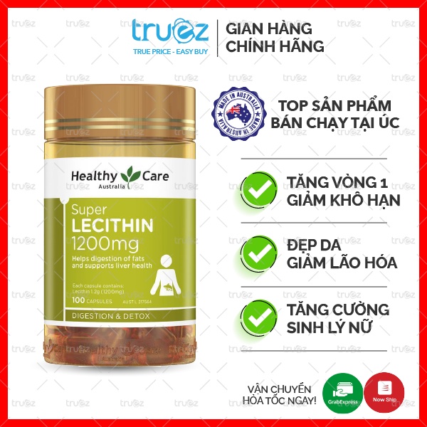 Mầm đậu nành đẹp da, cân bằng nội tiết tố [ÚC] Healthy Care Super Lecithin [Chính hãng]