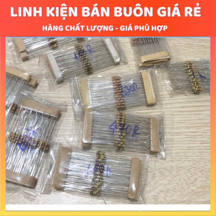 Combo 30 loại điện trở vạch sai số 1% từ 1R-1M tổng 600 con