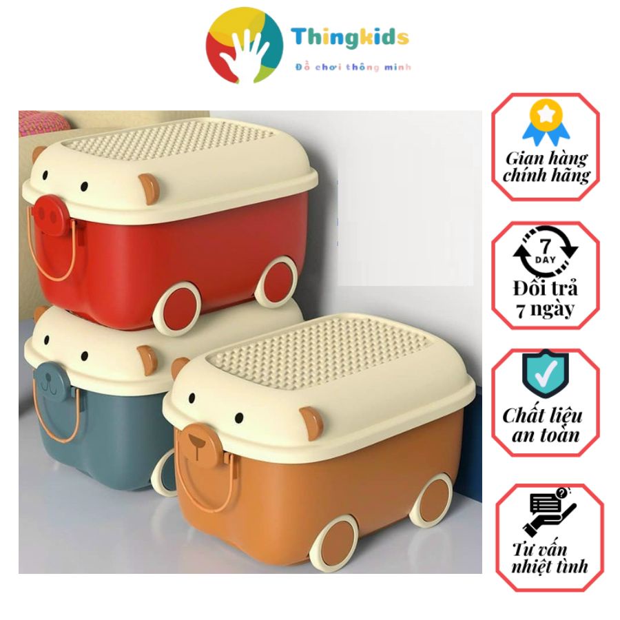 Thùng nhựa có nắp, bánh xe đựng đồ dùng, đồ choi cho bé cho mẹ - Thingkids