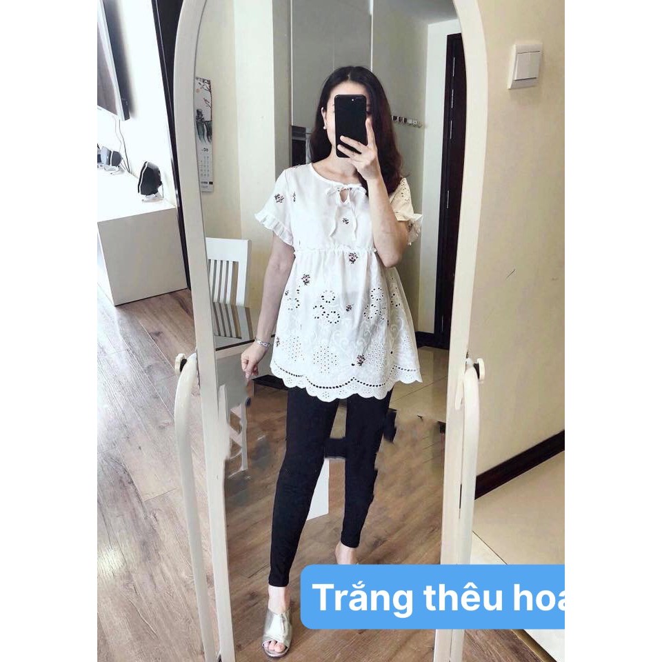 Áo Bầu Thêu Họa Tiết Trẻ Trung Hàng Đẹp