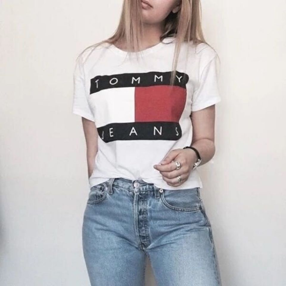 Sẵn sàng! Tommy Hilfiger! Áo Thun Ngắn Tay Thoải Mái Cá Tính Cho Nam Nữ