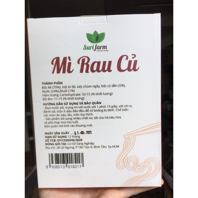 Mì rau củ hữu cơ Surifarm hộp 400g cho bé ăn dặm (Bí đỏ, chùm ngây, củ dền)