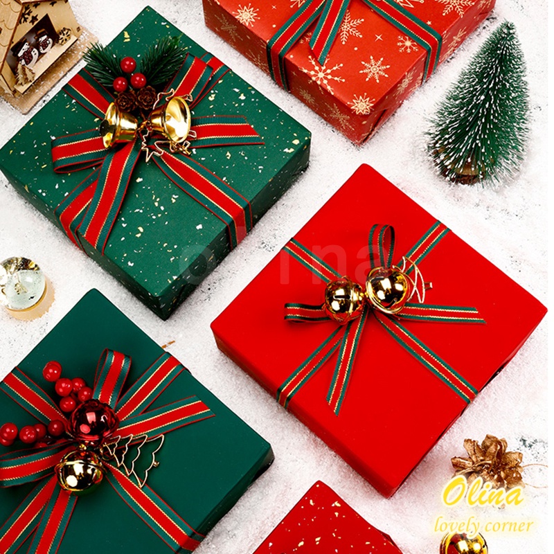 Cuộn ruy băng màu đỏ và xanh lá cây trang trí hộp quà giáng sinh dài 9M