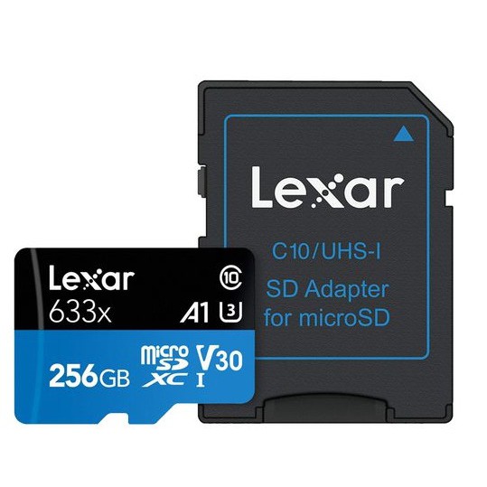 Thẻ nhớ 256GB Lexar 633x micro SDXC UHS-l V30 -100MB/s / Tặng kèm áo thẻ