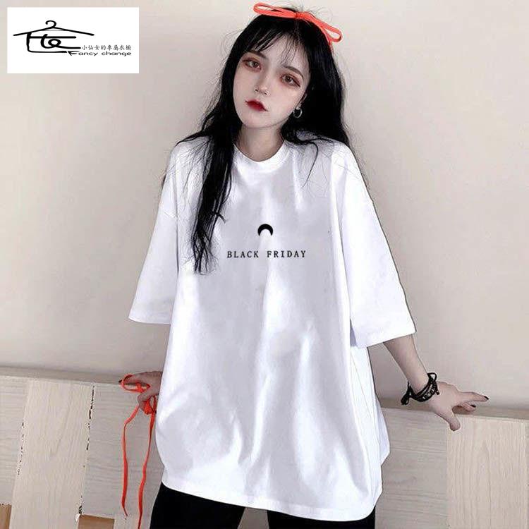 Giảm Giá Đặc Biệt Áo Thun Tay Ngắn Dáng Rộng In Hình Phong Cách Harajuku Hàn Quốc Dễ Phối Đồ Size Lớn Cho Nữ