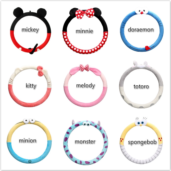 Vỏ Bọc Vô Lăng Xe Hơi 38cm Họa Tiết hello kitty mickey minnie totoro Dễ Thương Thông Dụng