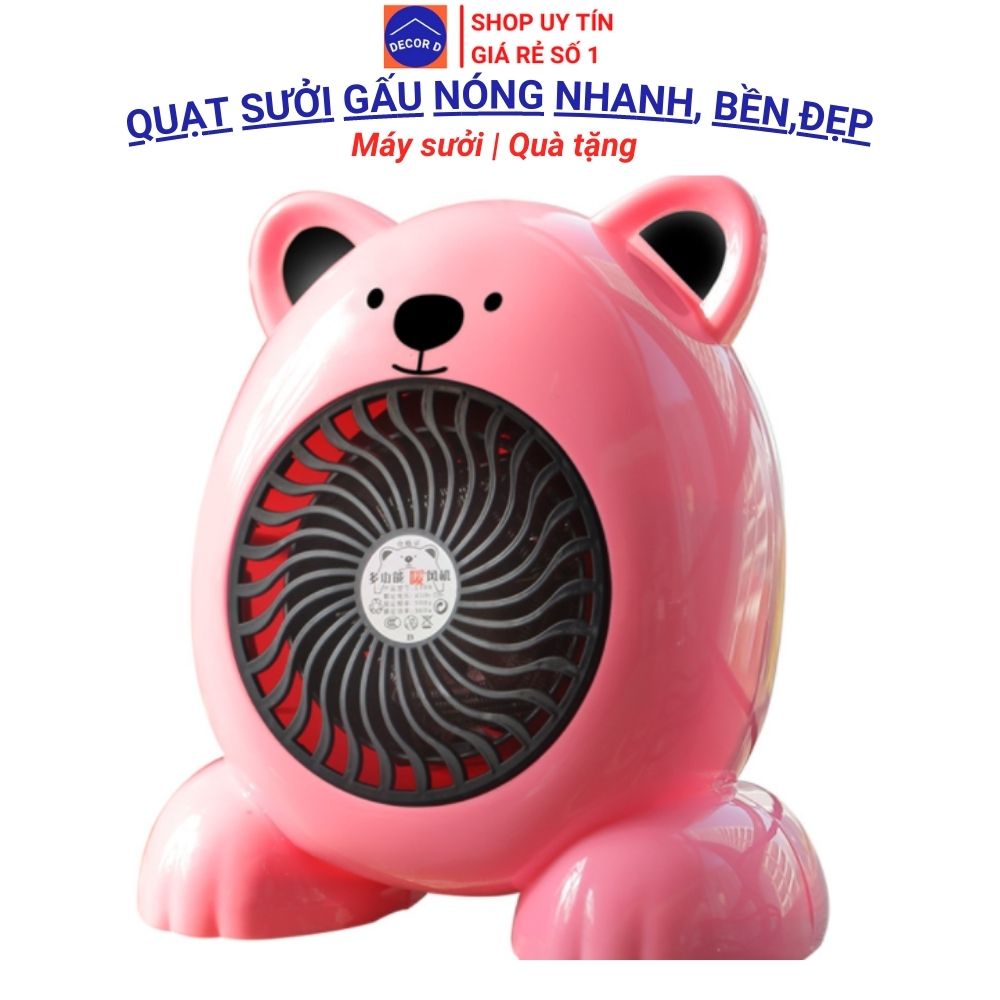 Quạt sưởi_Máy sưởi mini Gấu mùa đông ấm nhanh, công suất lớn, tự ngắt khi nghiêng, chạy cực êm – Văn phòng, phòng ngủ