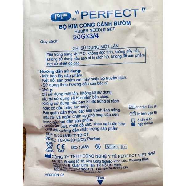 Kim buồng truyền, kim cong cánh bướm 20GX3/4 - Hàng chuẩn