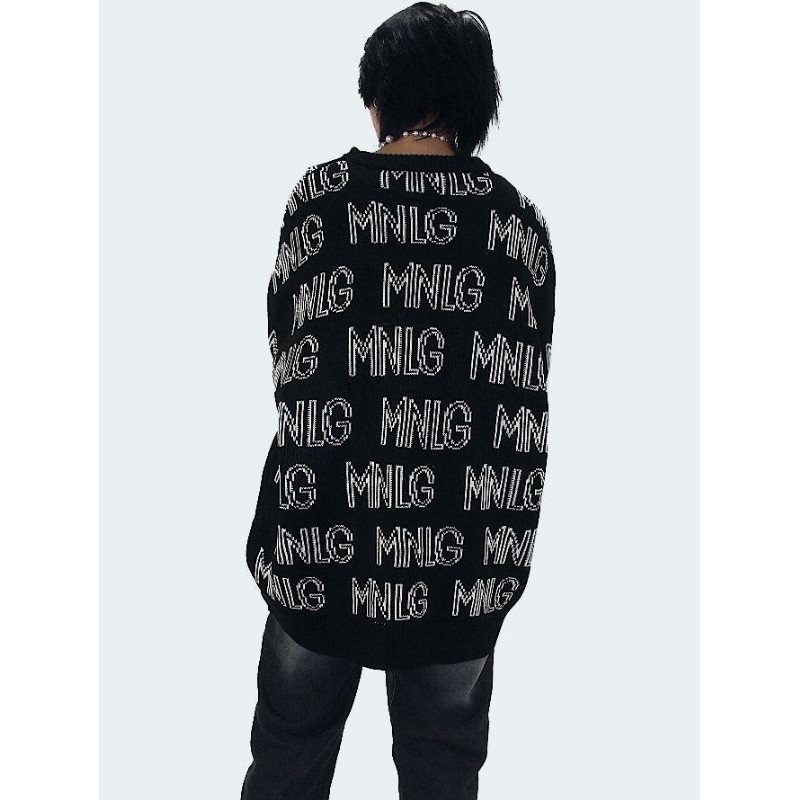 Áo len form rộng cổ tròn in logo cho nam nữ hàng đẹp chính hãng