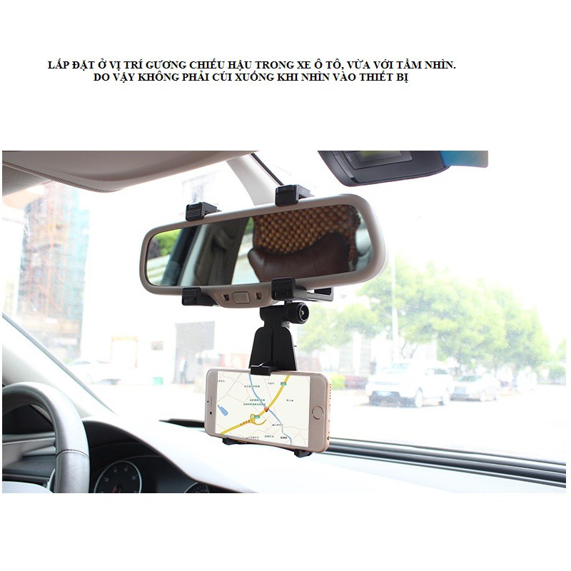 Giá đỡ điện thoại kẹp gương trên xe ô tô