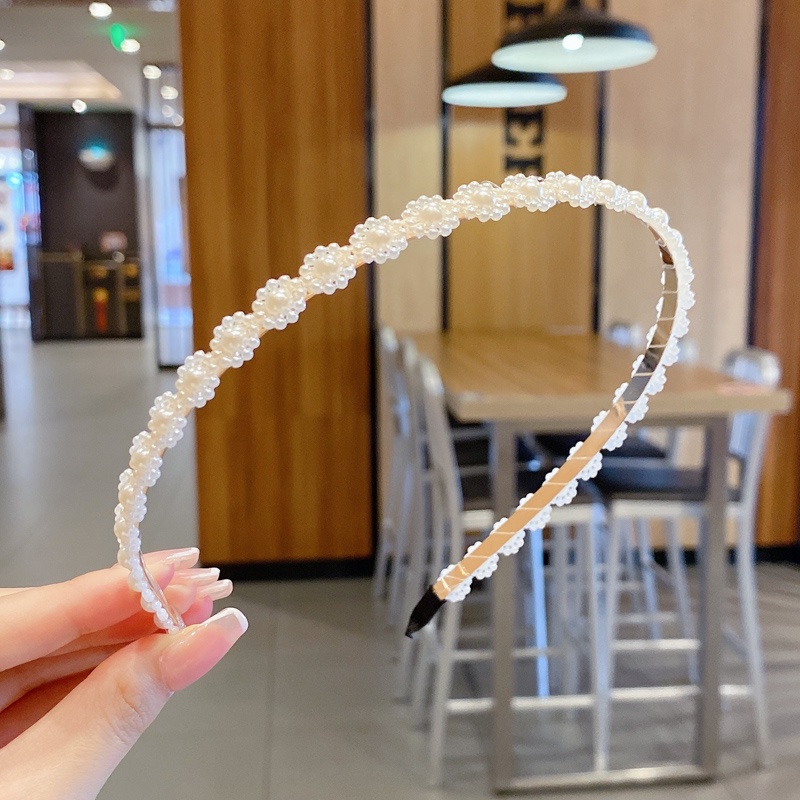 Băng đô cài tóc đính ngọc trai thời trang Hàn Quốc đơn giản cho nữ