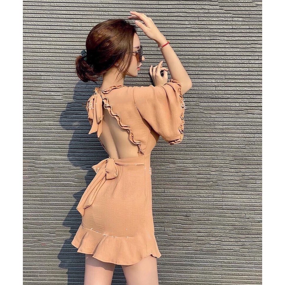 Đầm nữ dự tiệc hở lưng thời trang vải đũi cao cấp | BigBuy360 - bigbuy360.vn
