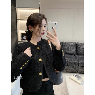 Áo Dạ Tweed Đen Dáng Ngắn ( Order)