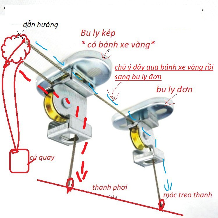 Giàn phơi thông minh Hoà Phát ( bộ cáp dài)