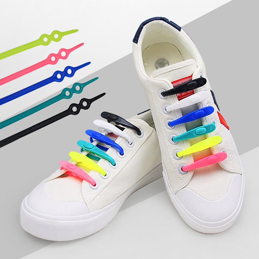 Giày Lười Mũi Tròn Hai Lỗ Bằng Silicone Thắt Dây Không Cần Buộc Co Giãn Thời Trang Sáng Tạo Cho Người Lớn Và Trẻ Em