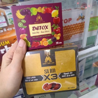 [chính hãng]Viên uống giảm cân slim x3 đông y mộc linh( tăng kèm 15 viên detox)chính hảng cty 100%