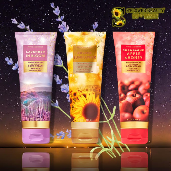 Kem Dưỡng Thể Mịn Da Bath &amp; Body Works Body Cream - Golden Sunflower | Lavender In Bloom | Champagne Apple &amp; Honey