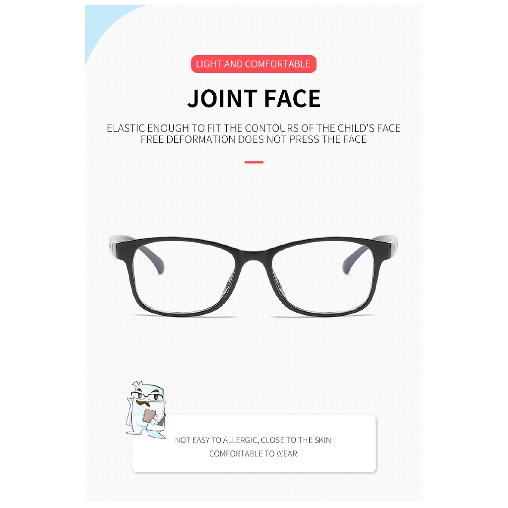 Mắt Kính Gọng Vuông Chống Bức Xạ Phong Cách Hàn Quốc Cho Bé Từ 5-13 Tuổi