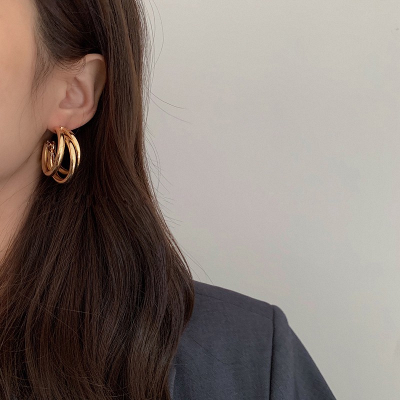 Đôi Khuyên Tai Tròn Kiểu Vintage Thời Trang Cho Nữ