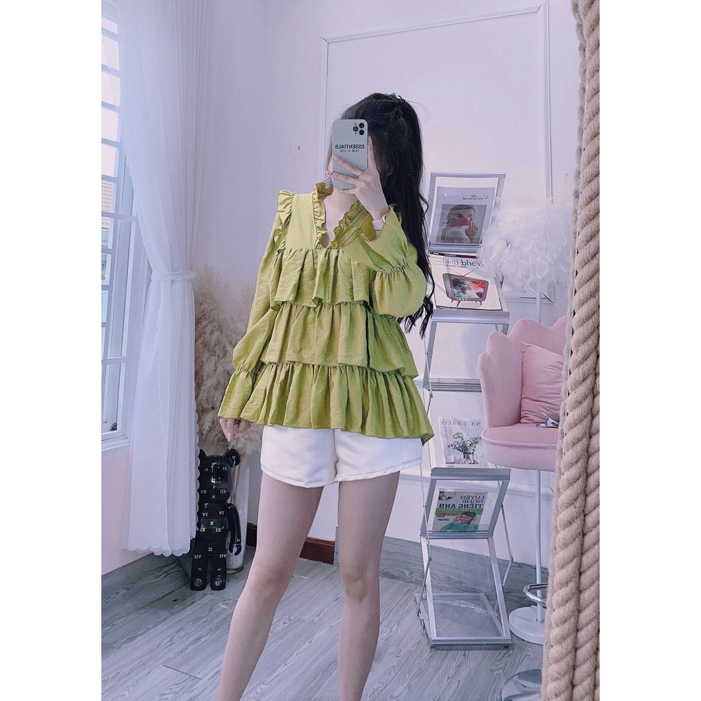 Set Áo Kiểu Hàn Quốc, Áo Babydoll Tay Ngắn Phòng Nhẹ Dáng Tiểu Thư, 4 Màu Cực Xinh Và Có Quần Short Theo Từng Set. PHS10