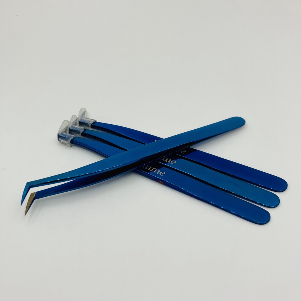 Nhíp gắp volume xanh MŨI VUÔNG phủ nhám _dụng cụ mi_keo nối mi_uốn mi_mi khay_mi fan_THÚY HÀ