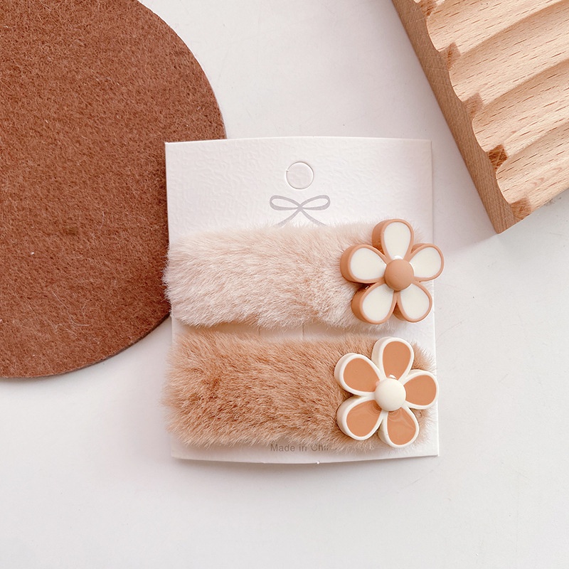 Set Kẹp Tóc Lông Mềm Mịn Nhiều Hình Xinh Xắn, Màu Sắc Vintage Dành Cho Bé Gái MS04