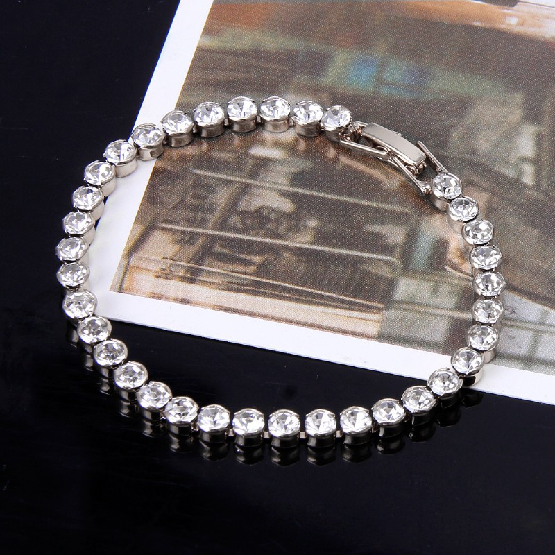 Vòng tay đính đá zircon lấp lánh thời trang tùy chọn màu sắc dành cho nữ