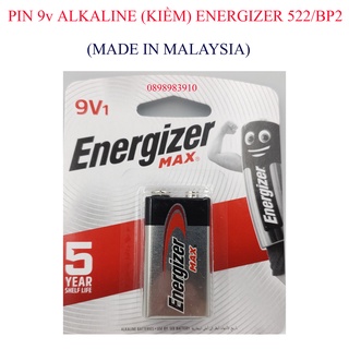 Pin 9v alkaline energizer 522/bp1 vỉ 1 viên