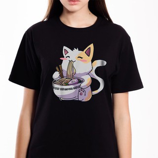 Áo nam nữ unisex mèo ăn Ramen  - Áo thun in hình mèo đáng yêu