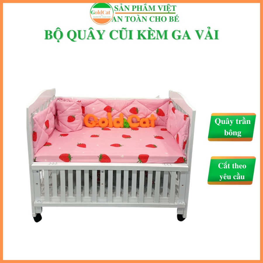 COMBO QUÂY CŨI KÈM GA BỌC ĐỆM CŨI GOLDCAT, CHẤT COTTON POLY, ĐA DẠNG KÍCH THƯỚC, MÀU SẮC.