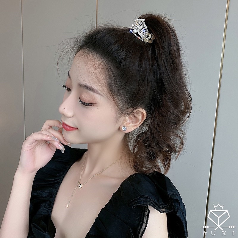 Kẹp tóc càng cua hình vương miện đính hạt lấp lánh phong cách hàn quốc