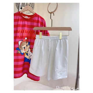 Set Đùi Áo Sọc Hồng Quần Sort Trắng 🍒