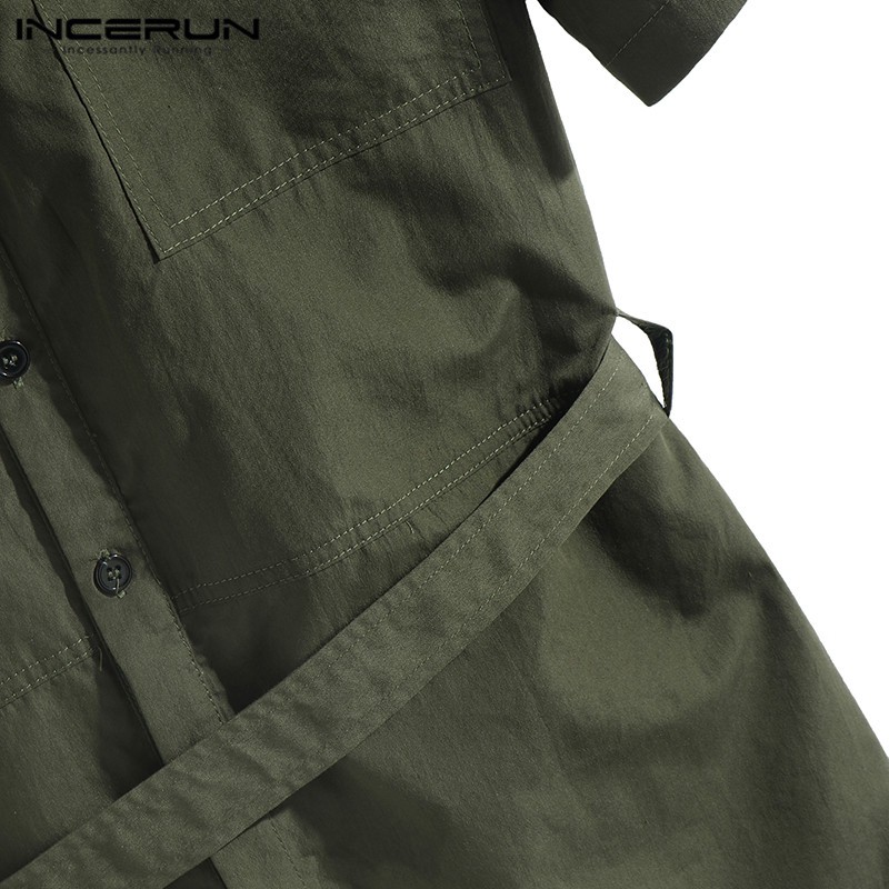 Bộ áo liền quần ngắn tay phối nút phong cách dân tộc cho nam | BigBuy360 - bigbuy360.vn