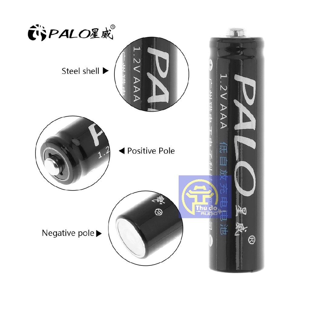 Vỉ 4 pin sạc Palo AAA Ni-Mh 1100Mah,pin tiểu nhỏ ,pin đũa