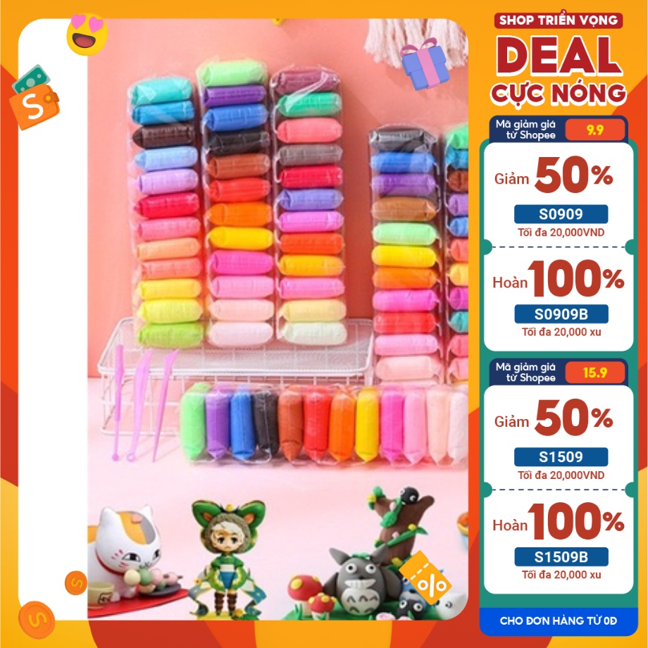Đất sét tự khô , lốc 36 màu ( có lốc trắng ) đất nặn , softclay , butter slime