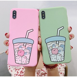 ỐP lưng TRÀ SỮA MÈO - Ốp Iphone 7plus hình mèo dễ thương đủ mã iPhone 6 6s 7 8 7plus 8plus x xs xsmax 11pro