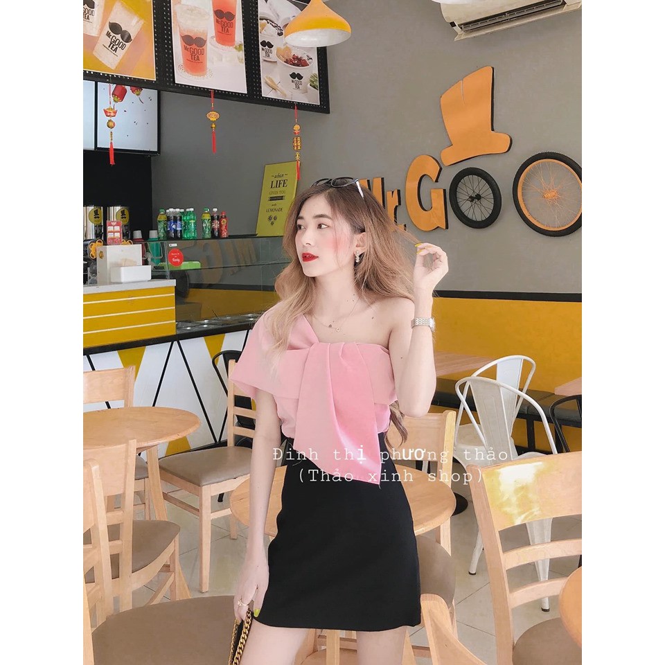 [SET] ÁO HỞ VAI + CHÂN VÁY CHỮ A