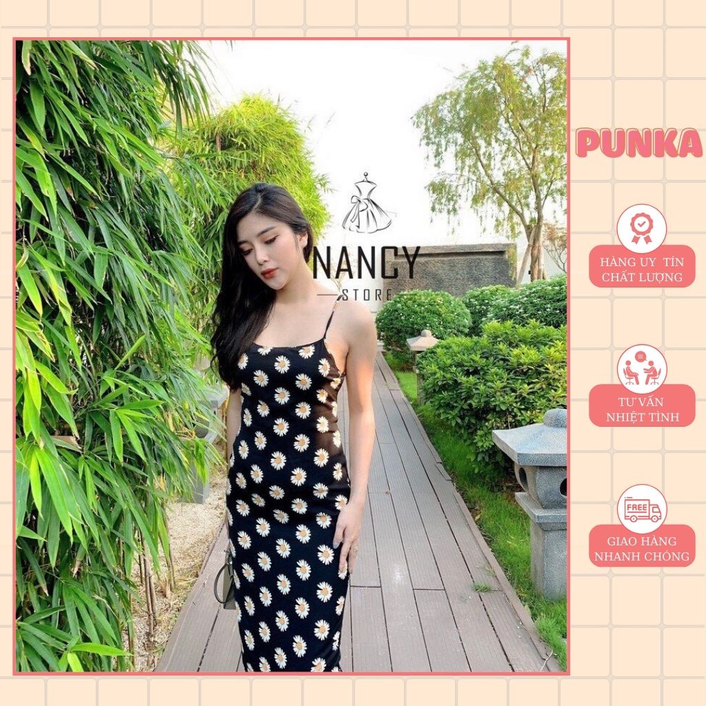 Váy 2 dây nữ body hoa cúc chất mát mịn, trẻ trung sang chảnh