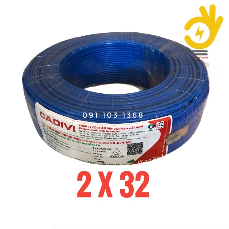 Dây điện đôi 2x32 cadivi 100m