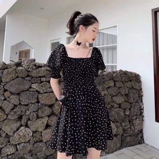 Váy đen chấm bi /Đầm đen ulzzang