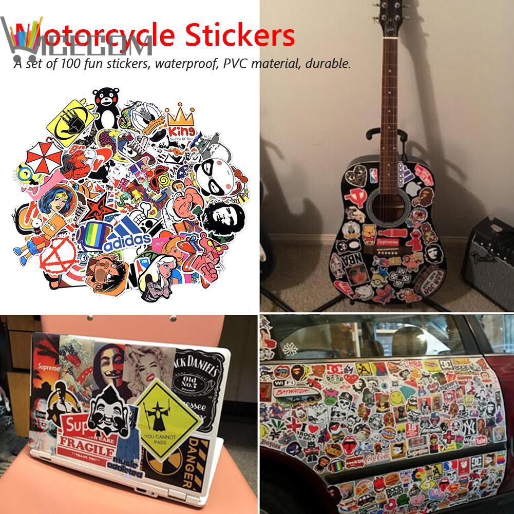 Bộ 100 sticker graffiti dán trang trí xe mô tô/xe hơi/vali hành lý/laptop có thể gỡ được | BigBuy360 - bigbuy360.vn