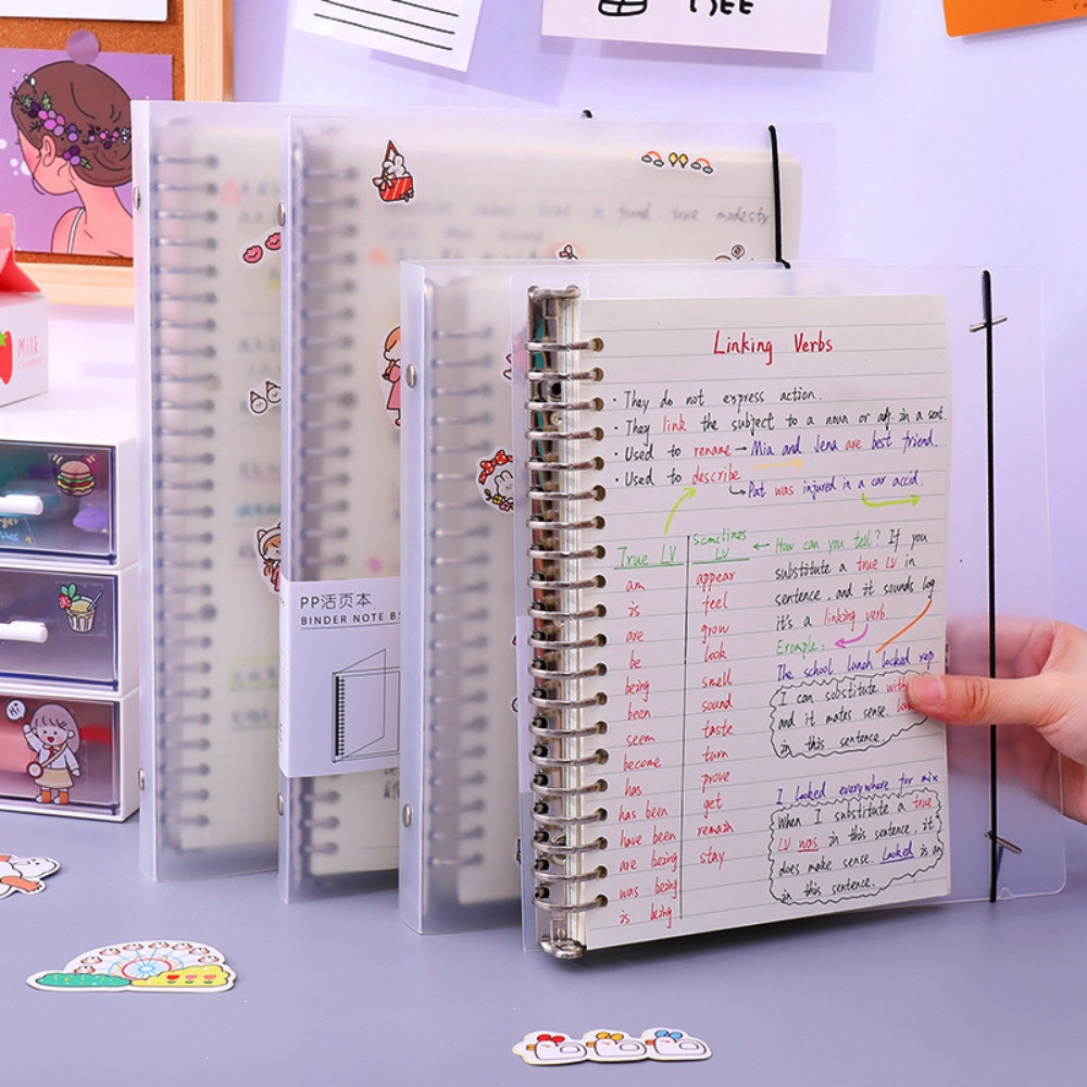 Bìa sổ còng binder A4 B5 A5 20 26 30 lỗ phụ kiện sổ Bullet Journal Taro Stationery