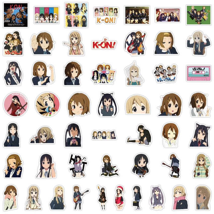 Set 100 miếng dán trang trí chống thấm nước họa tiết hoạt hình K-ON!Hirasawa Yui Series A