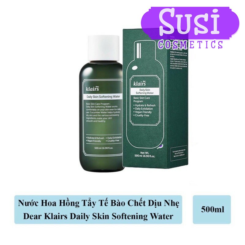 Toner Klairs Làm Sạch Tẩy Da Chết Dịu Nhẹ Hằng Ngày - KLAIRS DAILY SKIN SOFTENING WATER 500ml