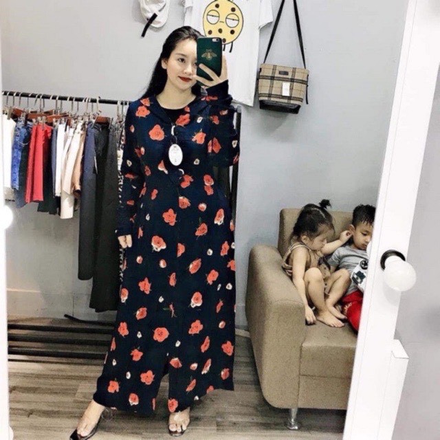 Áo Choàng Chống Nắng Nữ Toàn Thân Vải Lanh - Áo choàng chống nắng vải lanh 2 lớp của nữ nhiều họa tiết hoa