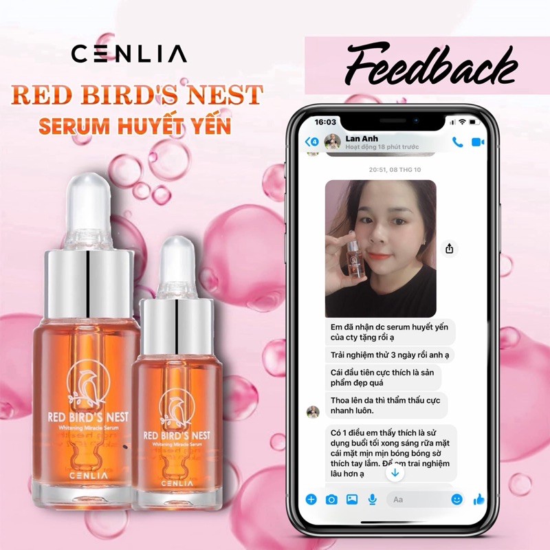 Serum huyết yến CENLIA 🔥[ CHÍNH HÃNG ]🔥 serum cấp ẩm, dưỡng trắng da, thu nhỏ lỗ chân lông, kềm dầu dành cho mọi loại da