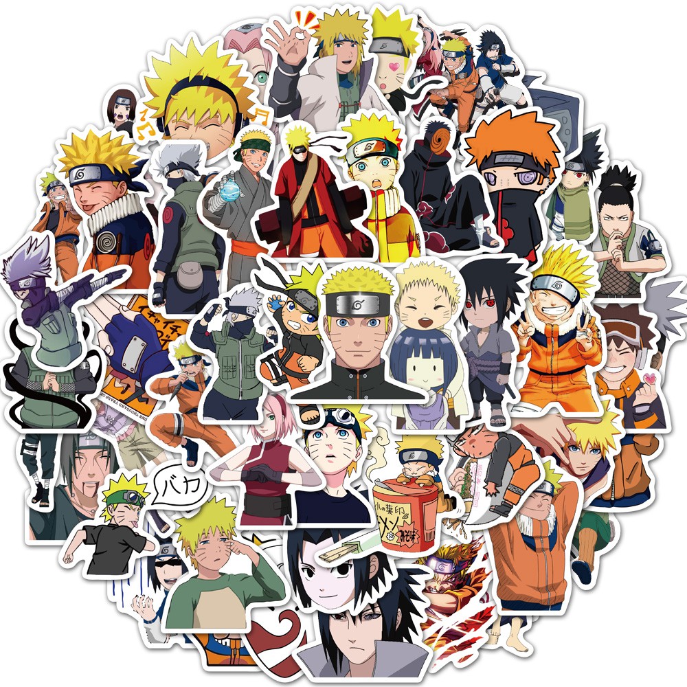 Set 50 Miếng Dán Graffiti Hoạt Hình Naruto Chống Nước Trang Trí Độc Đáo