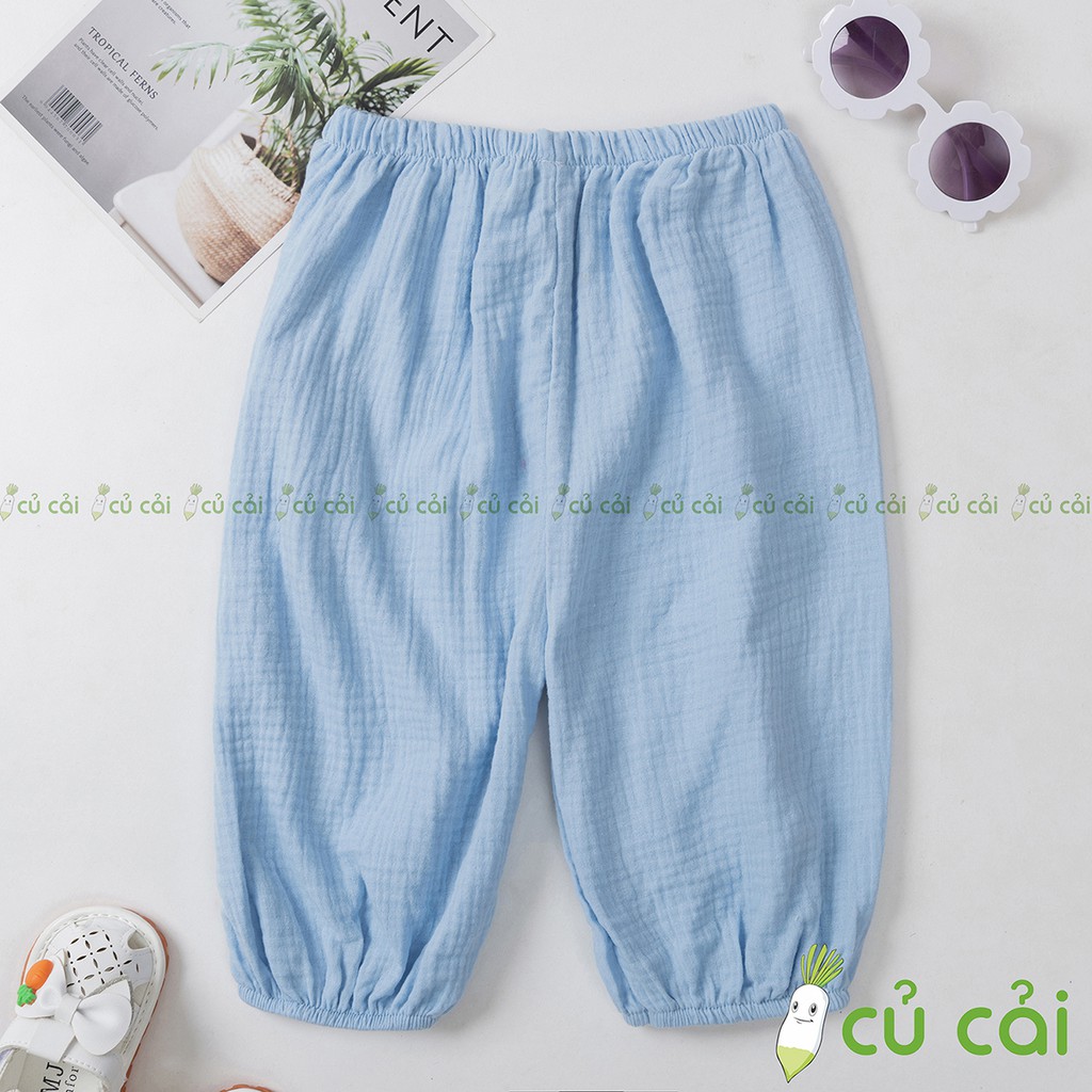 Quần dài bé gái vải xô muslin chống muỗi QTD05